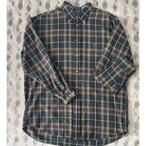 Men's Faconnable Plaid Button-Down Shirt. 100% Cotton